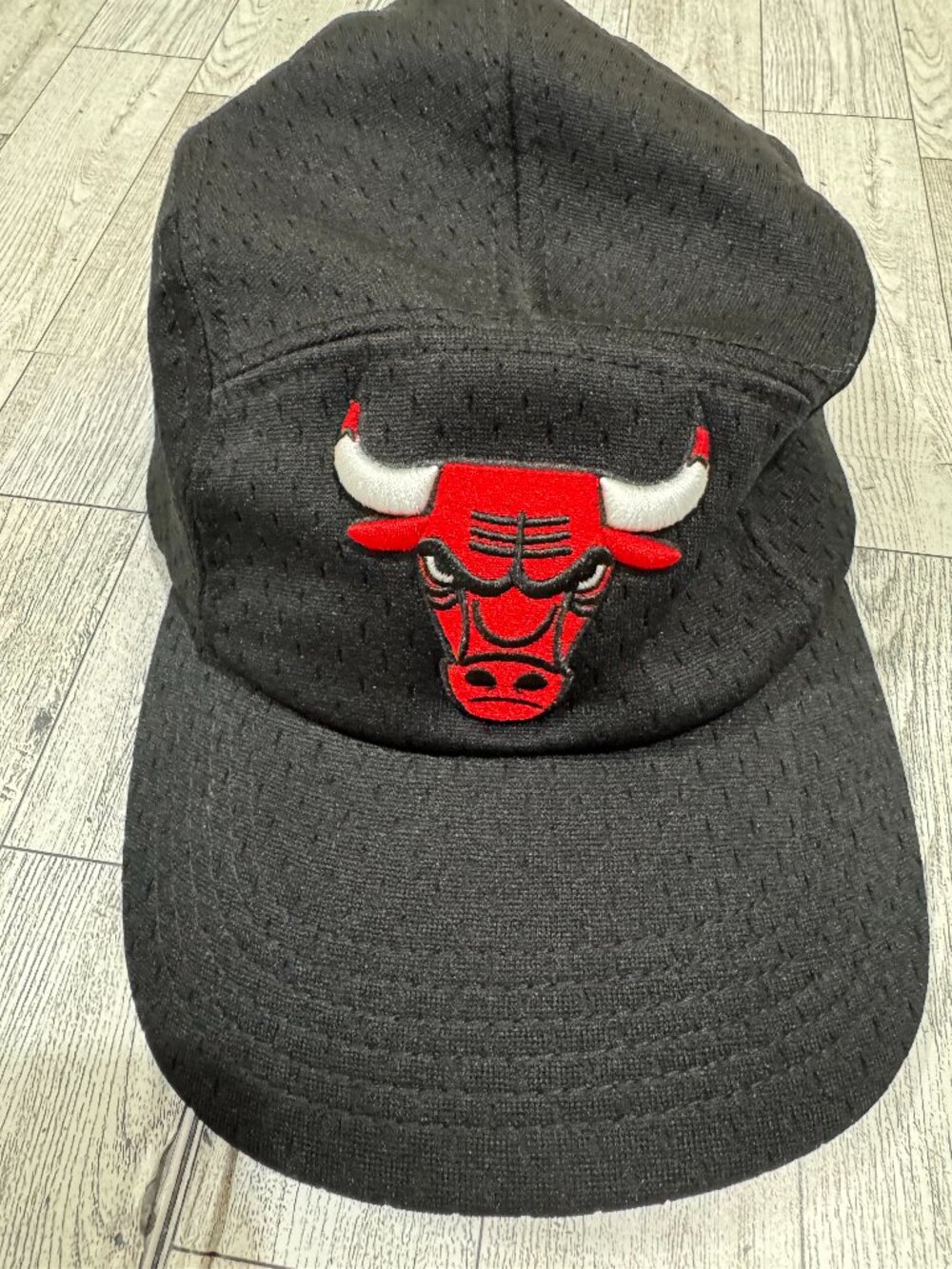 Pro Standard NBA Chicago Bulls Mesh Camp Cap Leather Strapback Hat Black OSFA